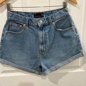 ASOS Light Blue High-Rise Cuffed Denim Shorts